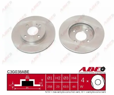 Диск гальмівний передн Лів/Прав AUDI A4 B8 FORD B-MAX, FIESTA, FIESTA VI, FIESTA VII 1.0-1.8 11.07- ABE C3G038ABE
