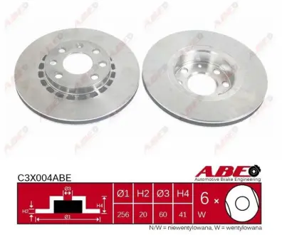 Диск гальмівний передн Лів/Прав OPEL ASTRA F, CORSA B, TIGRA, VECTRA A 1.4-1.8 09.88-12.00 ABE C3X004ABE