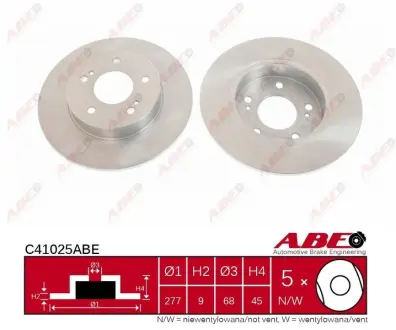 Диск гальмівний задн Лів/Прав NISSAN MAXIMA / MAXIMA QX IV, MAXIMA / MAXIMA QX V 2.0-3.5 01.95-11.03 ABE C41025ABE