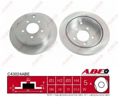 Диск гальмівний задн Лів/Прав MAZDA E, MPV I, MPV II 2.0-3.0 11.88-12.06 ABE C43024ABE