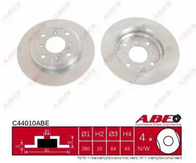 Диск гальмівний задн Лів/Прав HONDA ACCORD IV, PRELUDE IV, PRELUDE V 2.0/2.2/2.3 01.90-10.00 ABE C44010ABE