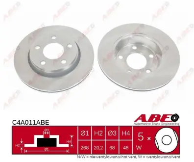 Диск гальмівний задн Лів/Прав AUDI 100 C3, 200 C3, A8 D2 1.8-4.2 09.83-09.02 ABE C4A011ABE