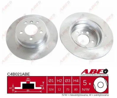 Диск гальмівний задн Лів/Прав BMW X5 (E53) 3.0/3.0D/4.4 01.00-12.06 ABE C4B021ABE