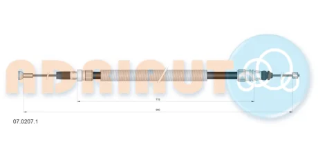 CITROEN Трос ручного гальма задн. пр./лів. DS5 Hybrid 1.6/2.0 12-15, ADRIAUTO 07.0207.1