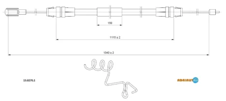 FORD трос ручного гальма задн. лів.TRANSIT 06- Adriauto 13.0270.1