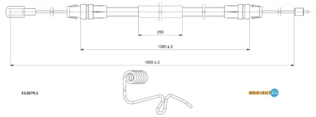 FORD трос ручного гальма лів.Transit 06- Adriauto 13.0279.1