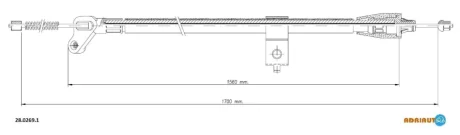NISSAN трос ручного гальма прав. 1700/1560 мм JUKE 10- Adriauto 28.0269.1
