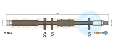 FIAT гальмівний шланг передній (короткий) Ducato 94- Adriauto 35.1238