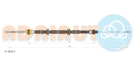 RENAULT трос ручного гальма Kangoo II (лів/пр.) (1970/775mm) Adriauto 41.0240.2