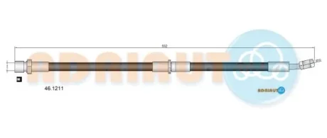 Шланг гальмівний задн. прав. SUBARU IMPREZA -00 Adriauto 46.1211