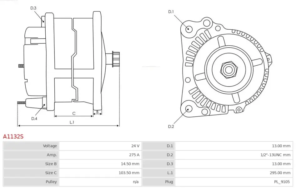 Генератор AS A1132S (фото 1)