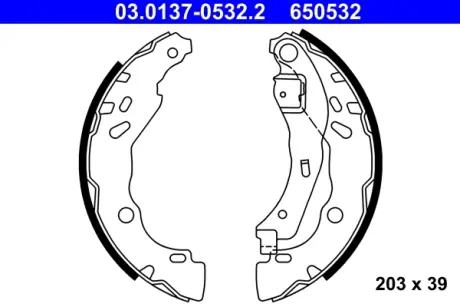 Гальмівна колодка DACIA LOGAN, LOGAN II, LOGAN MCV II, SANDERO, SANDERO II RENAULT CLIO II, CLIO II/HATCHBACK, CLIO IV, CLIO IV/HATCHBACK, LOGAN I, LOGAN II, LOGAN/STEPWAY II 0.9-1.9D 02.98- ATE 03.0137-0532.2