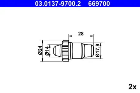 Саморегулятор барабанних колодок (2 шт) MERCEDES 123 (C123), 123 T-MODEL (S123), 123 (W123), /8 (W114), /8 (W115), CABRIOLET (W111, W112), COUPE (W111, W112), G (W461), G (W463) 08.59- ATE 03.0137-9700.2
