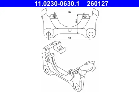 Скоба, супорт гальма передн Лів/Прав AUDI A6 C5, ALLROAD C5 2.5D-4.2 03.99-08.05 ATE 11.0230-0630.1