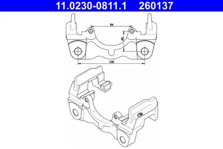 Скоба, супорт гальма задн VW CALIFORNIA T5 CAMPER, MULTIVAN T5, TOUAREG, TRANSPORTER T5 1.9D-6.0 10.02-08.15 ATE 11.0230-0811.1