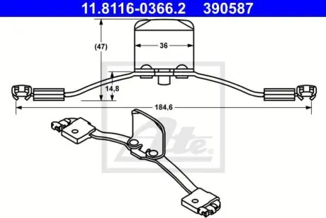 Монтажний набір гальмівних колодок передн VOLVO S60 I, S80 I, XC70 I, XC90 I 2.0-4.4 11.97-12.14 ATE 11.8116-0366.2