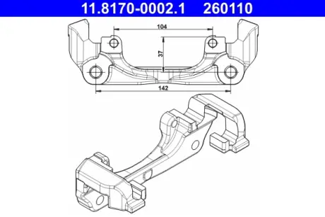 Скоба, супорт гальма передн DACIA DOKKER, DOKKER EXPRESS/MINIVAN, DUSTER, DUSTER/SUV, LODGY RENAULT ARKANA I, CAPTUR I, DUSTER, FLUENCE, GRAND SCENIC III, KAPTUR, MEGANE 1.0-Electric 11.08- ATE 11.8170-0002.1