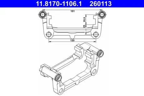 Скоба, супорт гальма задн Лів/Прав CHEVROLET CRUZE, ORLANDO, TRAX, VOLT OPEL AMPERA, ASTRA J, ASTRA J GTC, ASTRA J/HATCHBACK, CASCADA, ZAFIRA C 1.3D-2.0D 05.09- ATE 11.8170-1106.1