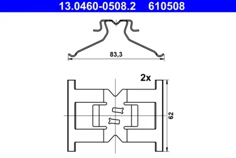 Планка супорта (заднього) прижимна (к-кт) Porsche Cayenne/VW Touareg 10- (Brembo) ATE 13.0460-0508.2