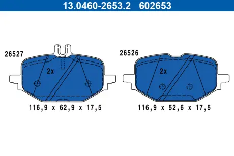 Комплект гальмівних колодок задн, MERCEDES C T-MODEL (S206), C (W206) 1.5H/2.0DH 03.21- ATE 13.0460-2653.2