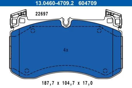 Колодки гальмівні (передні) MB GLE (V167/X167)/G-class (W463) 18- (Brembo) ATE 13.0460-4709.2