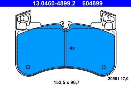 Колодки гальмівні (передні) Land Rover Defender 19-/Discovery 16-/Range Rover 12- 4x4 (Brembo) ATE 13.0460-4899.2