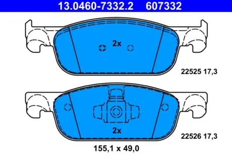 Колодки гальмівні (передні) Renault Logan II/Clio IV/Sandero II 12- ATE 13.0460-7332.2