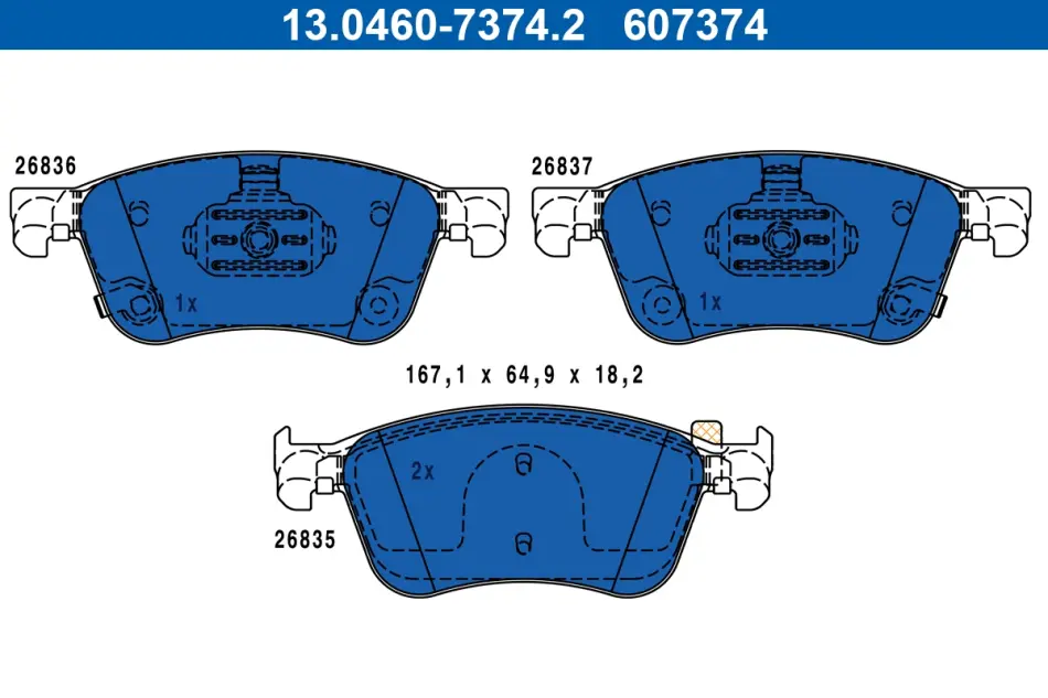 Гальмівні колодки передн, NISSAN X-TRAIL IV RENAULT AUSTRAL, ESPACE VI, MEGANE E-TECH 1.2H/1.5H/Electric 11.21- ATE 13046073742 (фото 1)