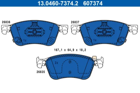 Гальмівні колодки передн, NISSAN X-TRAIL IV RENAULT AUSTRAL, ESPACE VI, MEGANE E-TECH 1.2H/1.5H/Electric 11.21- ATE 13046073742