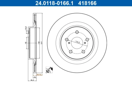 Гальмівний диск (задн) Toyota Rav4 V 18- (317x18) PRO ATE 24.0118-0166.1