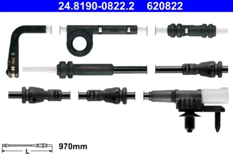 Датчик зносу гальмівних колодок (задніх) Land Rover Defender/Discovery/Range Rover 12- (L=970mm) ATE 24.8190-0822.2