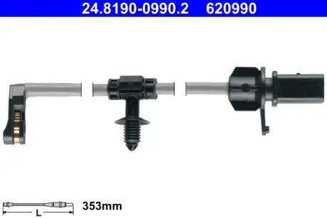 Датчик зносу гальмівних колодок (задніх) Audi A6/A7/E-tron/Q5 16- (L=353mm) ATE 24.8190-0990.2