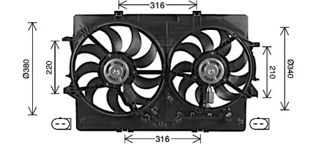 AUDI Вентилятор радіатора (дифузор в зборі) A6 12-, A7 10-, Q3 11 Ava cooling AI7522