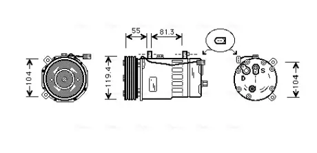 Компресор кондиціонера VW (AVA) AVA COOLING AIAK003