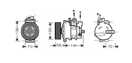 AVA AUDI Компресор кондиціонера A4 B6 00-, A4 B7 04-, SEAT AVA COOLING AIAK262