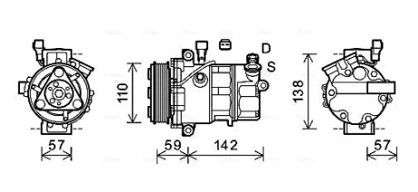 Компресор кондиціонера DOBLO 1.6 10-, 2.0 10-, ALFA ROMEO Ava cooling ALAK127