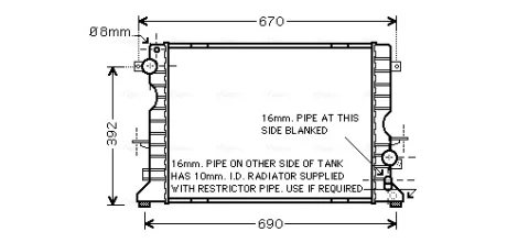 Радіатор охолодження двиг. Defender 2.2/2.5Td 98-16 Ava cooling AU2184