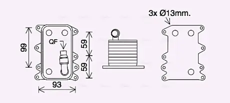 AVA BMW Оливний радіатор (без корпусу) 5 E60, 6, 7 E65, X3 E83 2.0/3.0d AVA COOLING BW3560