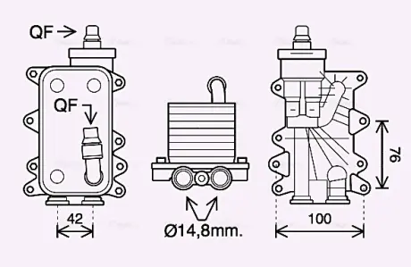 AVA BMW Оливний радіатор (з корпусом) 5 E60, 6, 7 E65, X3 E83 2.0/3.0d AVA COOLING BW3560H