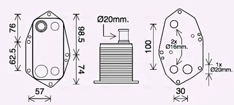 AVA BMW Оливний радіатор 3 E46, 5 E39, 7 E38, X5 E53 3.0d AVA COOLING BW3571