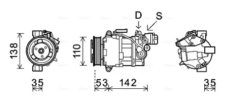 AVA BMW Компресор кондиціонера 1 (E81), 1 (E87), 3 (E90), 3 Touring (E91), X1 (E84) Ava cooling BWAK393