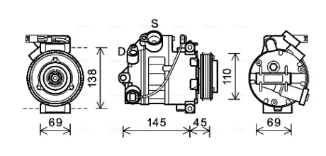 AVA BMW Компресор кондиціонера X5 (E70) 06 Ava cooling BWAK444