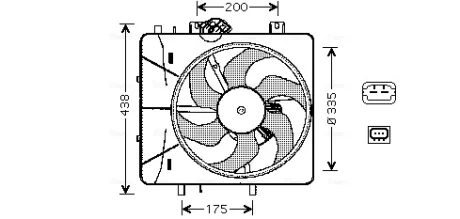 AVA CITROEN Вентилятор радіатора C2/3, Peugeot 1007/207 1.1/1.6 03 Ava cooling CN7527