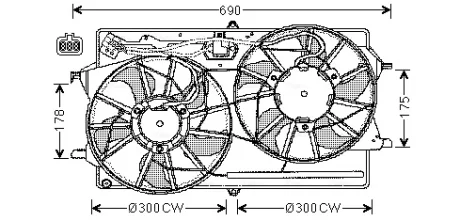 AVA FORD Вентилятор радіатора (з дифузором) FOCUS I 1.4-2.0 98 Ava cooling FD7510