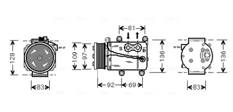 AVA FORD Компресор кондиціонера MONDEO III 1.8, 2.0 00-, TRANSIT 2.3 06- AVA COOLING FDAK171