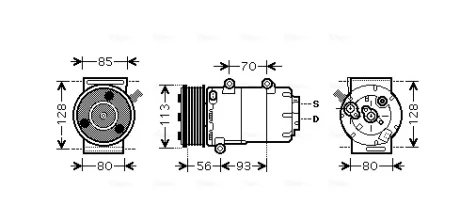 Компресор кондиціонера GALAXY II 1.8, 2.0 TDCi 06-, MONDEO IV 1.8, 2.0 07-, S-MAX 1.8, 2.0 TDCi 06- Ava cooling FDAK416