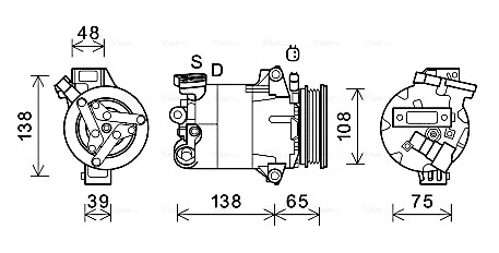AVA FORD Компресор кондиціонера FOCUS III 2.0 12-, KUGA II 2.5 14 Ava cooling FDAK595