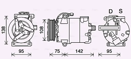 AVA FORD Компресор кондиціонера TOURNEO CUSTOM V362 2.2 12 Ava cooling FDAK635