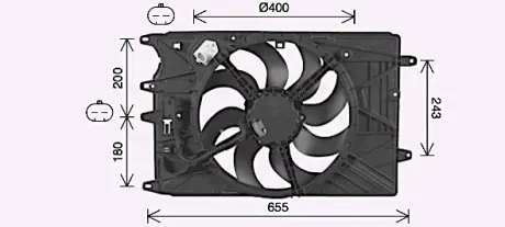 Вентилятор радіатора FIAT TIPO 199B1.000-940C1.000 10.15- AVA COOLING FT7615
