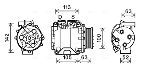 AVA HONDA Компресор кондиціонера CR-V I 2.0 98-, CR-V II 2.0, 2.4 01 Ava cooling HDAK237